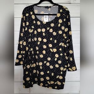 Napa Valley Black Floral Long Sleeve Top